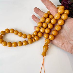 Misbaha de ámbar báltico color caramelo, 45 cuentas redondas de ámbar natural, cuentas de 15 mm, Ramadán; Envío internacional exprés - Product Image 5