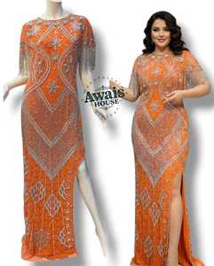 Vestidos de Noche de Lujo Estilo Imperio con Bordado de Cuentas de Cristal, Silueta en Línea A hasta el Suelo para Fiestas de Mujeres - Product Image 4