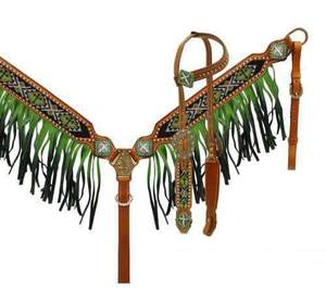 100% cuir véritable Western équestre équitation tack à la main perlé cheval tête fantaisie équipement d'équitation - Product Image 3