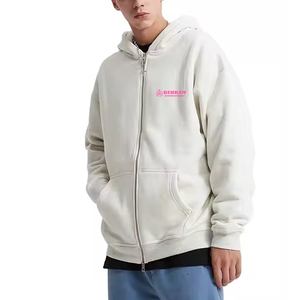 Vente en gros Streetwear zippé double fermeture éclair polaire sweat à capuche lourd pour hommes 100% coton sweats à capuche zippés pour hommes - Product Image 6