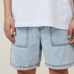 Pantalones Cortos Vaqueros de Mezclilla para Hombre, Personalizados, de Algodón, Lavado Claro, Azul, Rotos, Rectos, Casuales, con Servicio OEM - Product Image 3