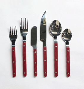 Juego de Cubiertos de Diseño con Mango Rojo, Colección Premium de Acero Inoxidable para Bistro, con Acabado Espejo para Restaurantes de Lujo - Product Image 1