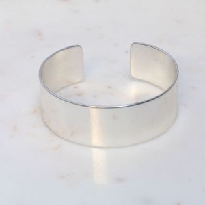 Brass <b>Silver</b> Plated Open Cuff Designer Bracelet for <b>Women</b> Custom Engraved Name Elegant Jewelry Gift For Bulk Supply - Product Image 2