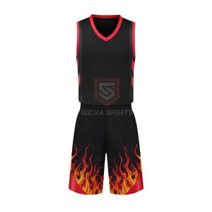 Maillot de basket-ball personnalisé avec peinture rouge et noire artistique, sublimation, séchage rapide, maille, pour hommes, jeunes, équipe, fabricant de shorts - Product Image 2