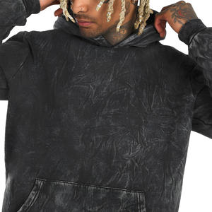 Sudaderas con capucha de lavado ácido de gran tamaño para hombre, ropa de calle con estampado de estilo, ropa lisa en blanco a granel para invierno - Product Image 2