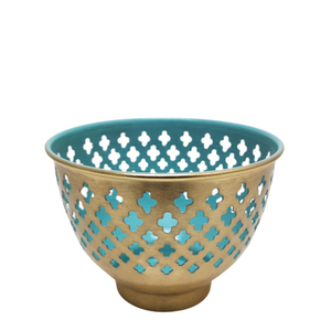 Grand bougeoir votif en fer de style américain de couleur bleu aqua au design moderne pour la décoration de fêtes et d'éclairage - Product Image 1