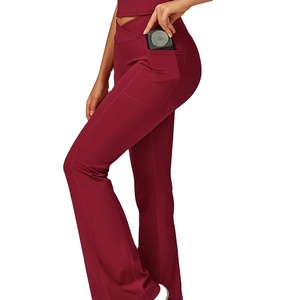 Leggings de fitness à taille haute et à jambe large pour femmes, coupe en V, avec poches 2026 - Product Image 1