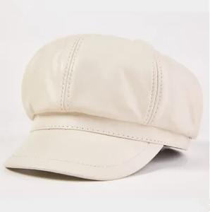 SILOQIN, gorros elegantes de piel de oveja auténtica para mujer, gorros Newsboy de tamaño personalizado, patrón impreso, moda Simple, otoño, señoras jóvenes - Product Image 3