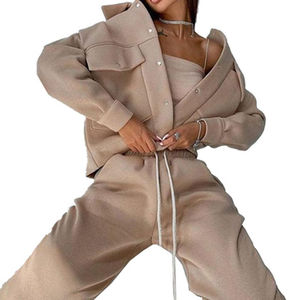 Conjunto de Chaqueta Deportiva de Invierno para Mujer, 2 Piezas, Transpirable, con Pedrería, Manga Larga - Product Image 4