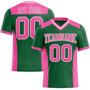 Green Blue Custom <b>Football</b> Jersey Mens Sublimated V Neck Short Sleeve Team Uniform Logo Name Number Option Breathable Mesh - Product Image 3