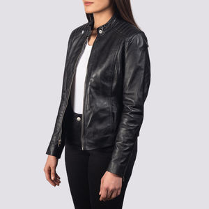 Chaqueta de Cuero Acolchada de Piel de Oveja para Mujer - Cierre de Cremallera Elegante - Impermeable y Cortavientos - Estilo Casual y de Noche - Product Image 2