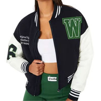 Chaqueta universitaria de moda de escuela secundaria para mujer, chaqueta de béisbol elegante de dos tonos de moda para niñas, llena de algodón