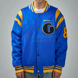 Veste Letterman coupe-vent pour homme, nouvelle collection, col montant enduit, logo frontal, best-seller de la mode - Product Image 1