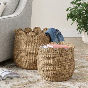 ตะกร้าผักตบชวาสานหอยเชลล์สไตล์โมเดิร์นสินค้าใหม่สำหรับบ้านหรือสำนักงานทำจากเวียดนาม - Product Image 4