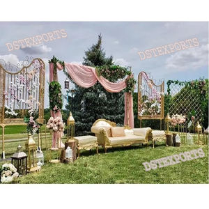 Décoration de scène de mariage indien Nikah pour l'extérieur Mariage musulman traditionnel Décoration de scène Walima Jardin extérieur Thème Scène de mariage - Product Image 1
