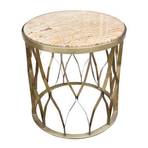 Shiny Polished Iron Wire <b>Table</b> With Marble Top Furniture Unique Side <b>Table</b> <b>For</b> Home Hotel <b>Living</b> <b>Room</b> Usage Standard Quality - Product Image 1