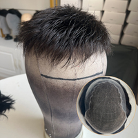 Prothèse capillaire masculine 100% cheveux humains de haute qualité Q6 avec closure frontale en dentelle, 5x7" 7x9" 8x10", aspect naturel indétectable pour la perte de cheveux chez l'homme