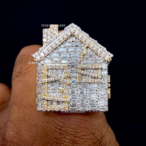 Anillo de Lujo STAR JEWELRY de Plata de Ley 925 con Moissanita y Diamantes Engastados en Baguette, Estilo Hip Hop Cristiano - Product Image 1