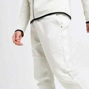 OEM Design 69% Coton 31% Polyester Blanc Hommes Tech Polaire Survêtement Full Zip Hoodie Joggers Sweatpants Sweatsuit - Product Image 3