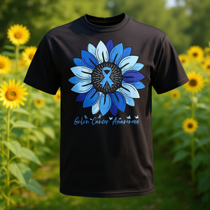 T-shirt promozionale a tema girasole per la sensibilizzazione sul cancro al colon a maggio, per aumentare la consapevolezza - Product Image 3