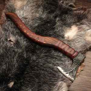 Hache Tomahawk, hache viking de qualité supérieure, en acier à haute teneur en carbone, avec manche en bois, vente en gros, haute qualité, pour le camping, avec étui - Product Image 4
