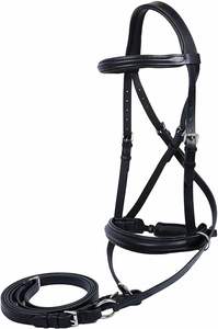 Brida de cuero negro de calidad superior al por mayor con brida de tachuela de relleno suave para montar a caballo a precio competitivo - Product Image 4