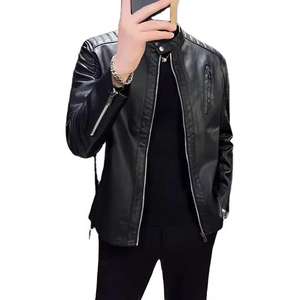 Chaquetas de cuero para hombre con estilo de manga larga hechas de cuero genuino en colores sólidos Chaquetas de cuero para exteriores de invierno para hombres - Product Image 6