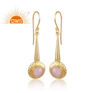 Dernière conception faite à la main 18K plaqué or Hydro Rose pierres précieuses boucles d'oreilles Demi fabricant de bijoux fins - Product Image 2
