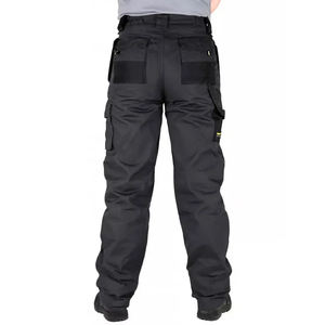 Men's <b>Black</b> <b>Work</b> Pants Polyester Abrasion Resistant <b>Cargo</b> Style Uniform <b>Trousers</b> with Multiple Pockets and Adjustable Waist - Product Image 2