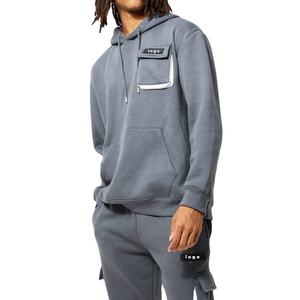 ชุดกีฬาสำหรับผู้ชายชุดวอร์มผ้าคอตตอนผ้าโพลีเอสเตอร์ไม่มีลายพิมพ์โลโก้ตามสั่ง - Product Image 4