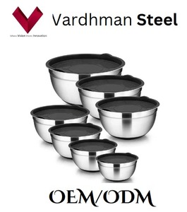 Bol à salade en acier inoxydable de qualité supérieure avec couvercle en plastique, saladier avec couvercle, bol à salade métallique - Product Image 5