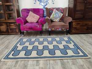 Nouveau design haut de gamme fait à la main en laine tuftée brodée tapis tufté blanc et noir pour le travail à domicile salon chambre prière - Product Image 2