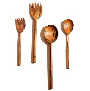 Service à salade en bois, vente d'usine, ustensiles de cuisine, accessoires, cuillère à salade, fourchette, ensemble de serveur, cuillère en bois, outils pour légumes, 4 pièces - Product Image 1