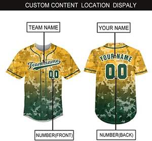 Camouflage Custom Baseball Jersey - Personalized Baseball Shirts with Custom Name & <b>Number</b> <b>for</b> Men, Women & Youth - Product Image 2