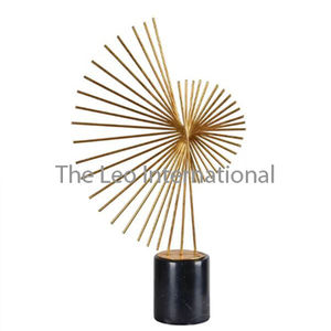 Fer Acier Métal Forme Ronde Sculpture Dorée Style Fantaisie Look Moderne Accent Maison Sculpture Décorative - Product Image 6