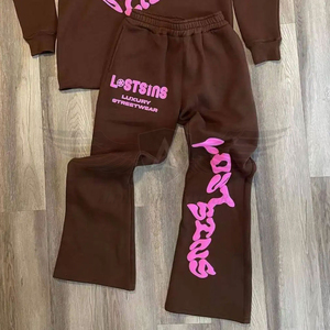 2025 Conjunto de sudaderas con capucha y pantalones pesados para hombres personalizados Tarifa al por mayor Servicio OEM ODM Hombres Ropa exterior Chándales con estampado de hojaldre - Product Image 3