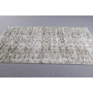 4.5x8.1 ft Turkish Rug, Vintage Area Rug, Gray <b>Brown</b> Striped Rug - Product Image 3