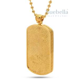 Custom Engraved 18k Gold Plated 925 Silver Necklace Men's Fashion Classic Stones Studded <b>Dog</b> Tags Pendant Necklace - Product Image 3