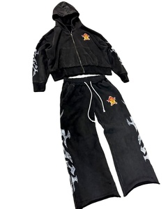 Fleece Unisex de algodón grueso Jogging hombres chándales Casual logotipo personalizado chándales con capucha liso Sudadera con capucha y Joggers conjunto para hombres - Product Image 4