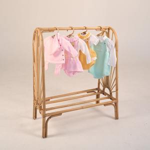 Best selling children <b>cloth</b> <b>racks</b> rattan clothes shelf <b>rack</b> clothing hang hook rail stand for kids - Product Image 6