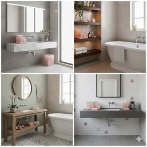 Ensemble de salle de bain écologique en résine rose de qualité supérieure, sept pièces, aspect marbre élégant, distributeur de savon, accessoires, facile à nettoyer pour un style moderne - Product Image 6