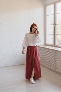 Women's Cotton Wrap <b>Skirt</b> & Sleeveless Top Set Floor-Length Natural Waist Eco-Friendly Washable Boho Minimalist Two-Piece Outfit - Product Image 4