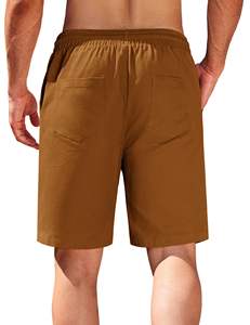 Drawstring Waistband Breathable <b>Men's</b> <b>Shorts</b> Summer Cotton <b>Shorts</b> with Pockets Casual <b>Short</b> with <b>Elastic</b> - Product Image 2
