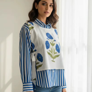 Chemisiers tendance à impression personnalisée de meilleure qualité Chemises et hauts en tissu de coton Article élégant pour le printemps et l'été Ensemble d'articles - Product Image 1