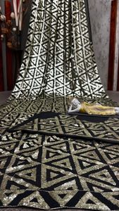 2023 Hot Sale Fashionable Designer New Look <b>Cocktail</b> Party Wear Beautiful Sequence Work Saree at Best Market Price - Product Image 2