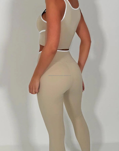 Ensemble de sport 2 pièces pour femme, col rond, longueur intégrale, respirant, séchage rapide, couleur unie, impression par transfert thermique, haute qualité, sur mesure - Product Image 4
