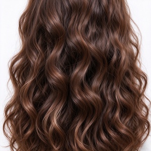 Peluca de Cabello Humano 100%, Larga, Marrón Oscuro, Ondulada, Natural, para Mujer - Product Image 4