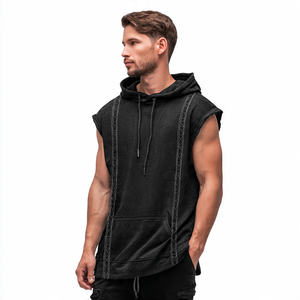 Sublimation <b>Sleeveless</b> Hoodie <b>Men</b> Workout Fitness Wear Printed Hoodies <b>Men's</b> Gym <b>Sleeveless</b> Hood Singlet Top <b>Mens</b> - Product Image 4