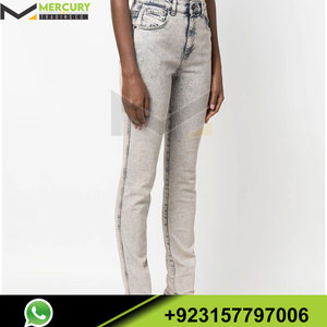 Jeans de Mezclilla de Cintura Alta y Pierna Recta con Lavado Decolorado para Mujer, Estilo Casual Vintage, Pantalones Largos de Algodón - Product Image 3