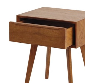 Modern <b>Solid</b> <b>Wood</b> Nightstand with Drawer Midcentury Design Adjustable Durable for Bedroom Home Furniture - Product Image 2